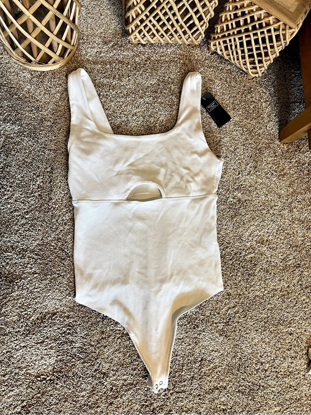 Abercrombie & Fitch Seamless Cutout Bodysuit White